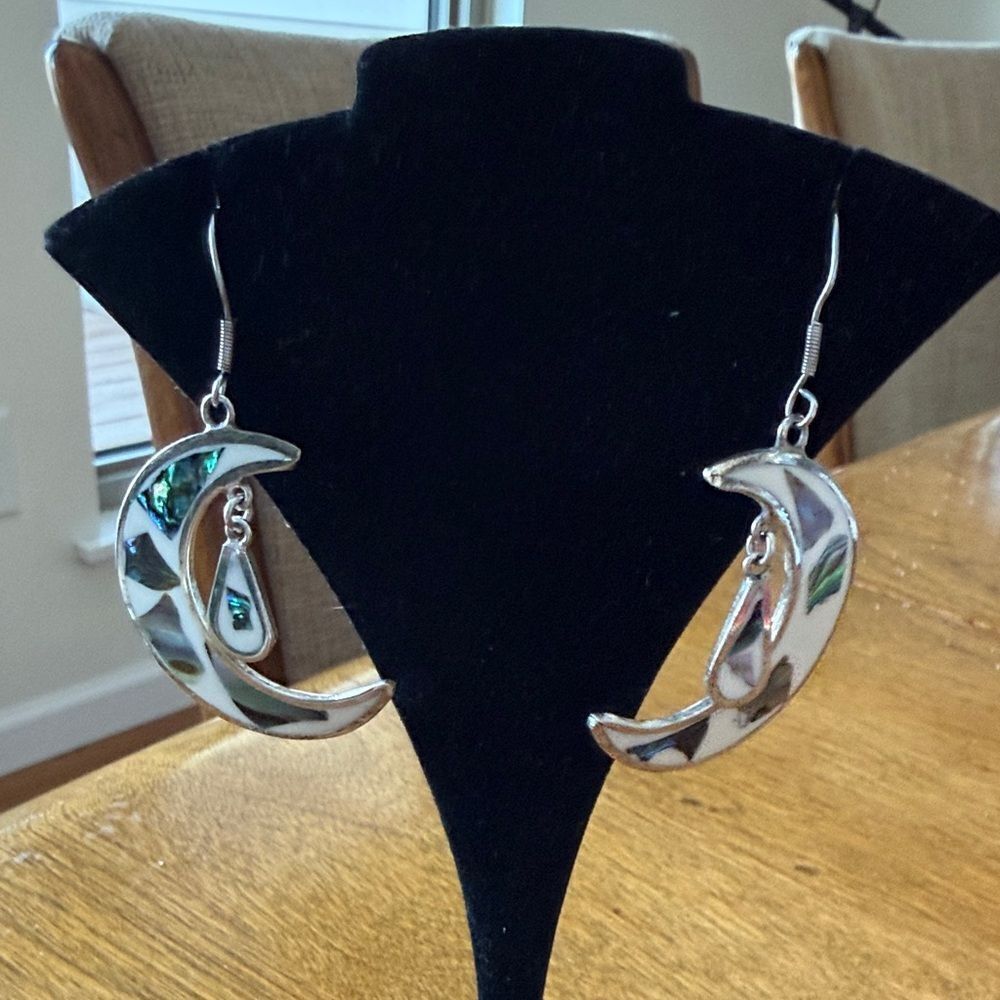 Vintage Abalone & silver earrings
